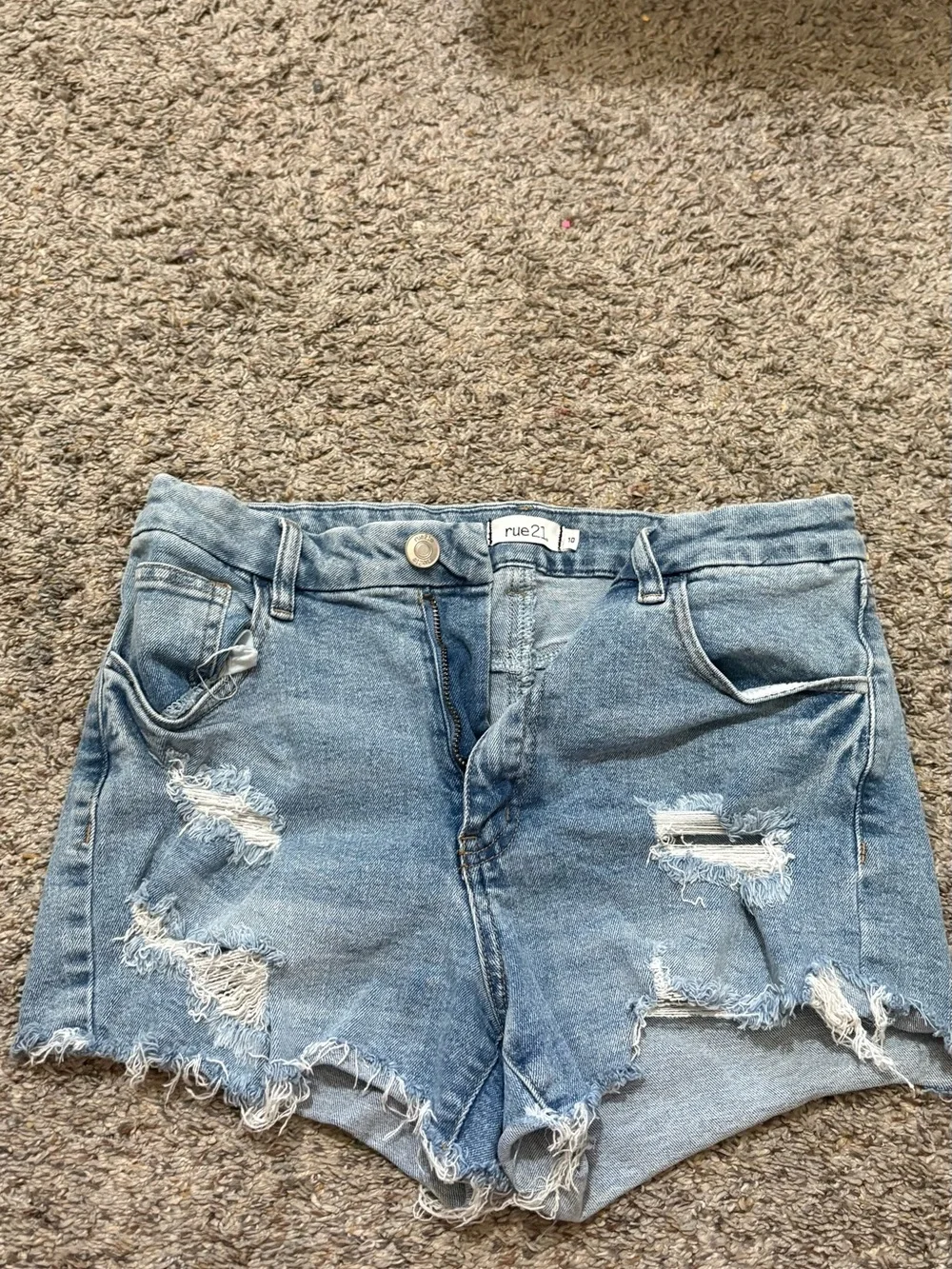Rue21 Light Wash Ripped Denim Shorts